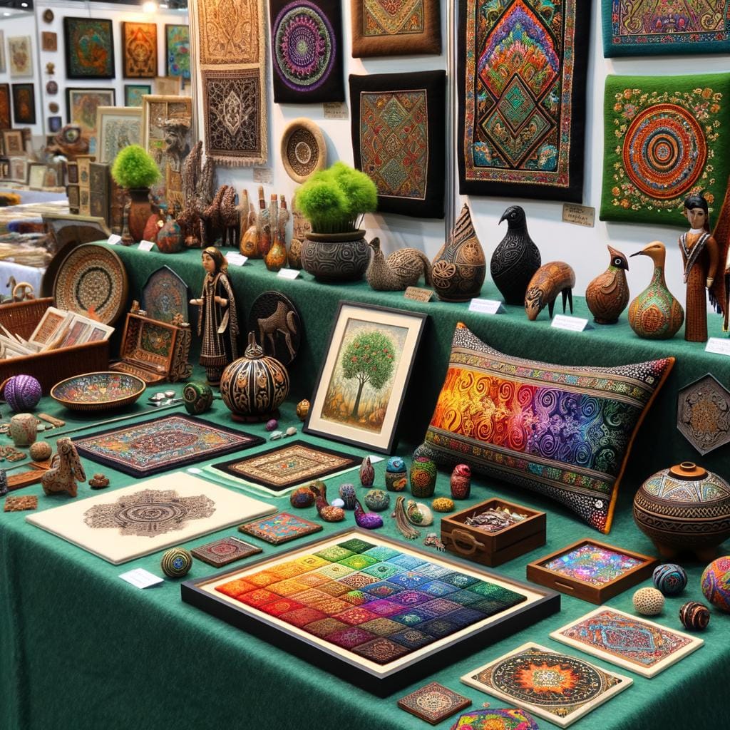 Craft Project Display Vibrant craft project display featuring unique handmade items for sale
