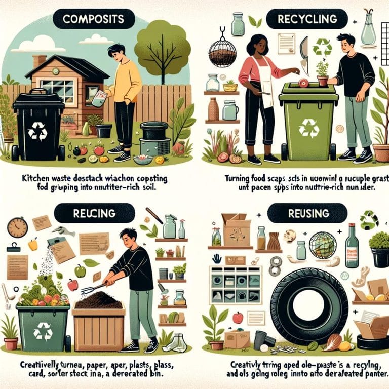 Reduce waste, recycle materials, and use biodegradable alternatives for sustainability