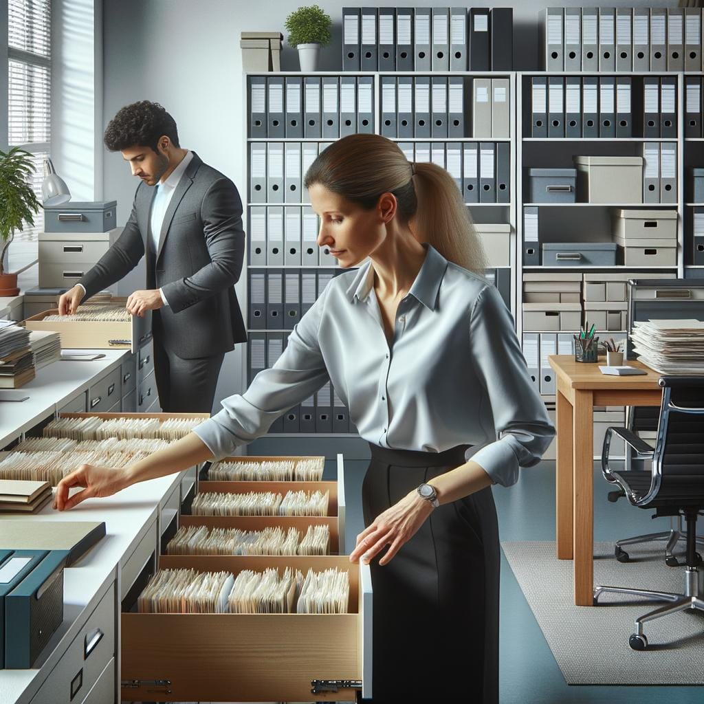 Filing System Setup Organize files alphabetically in labeled folders for easy access