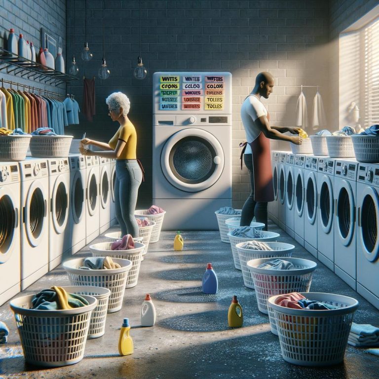 Efficient laundry sorting systems with color-coded bins for easy organization