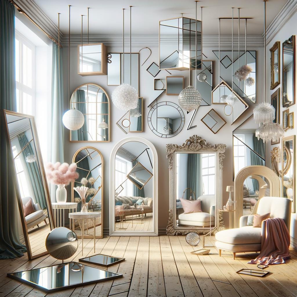 Mirror Placements Enhance room decor, reflect natural light, add depth to space