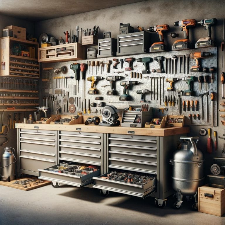 Organize power tools efficiently in designated compartments for optimal power tool storage