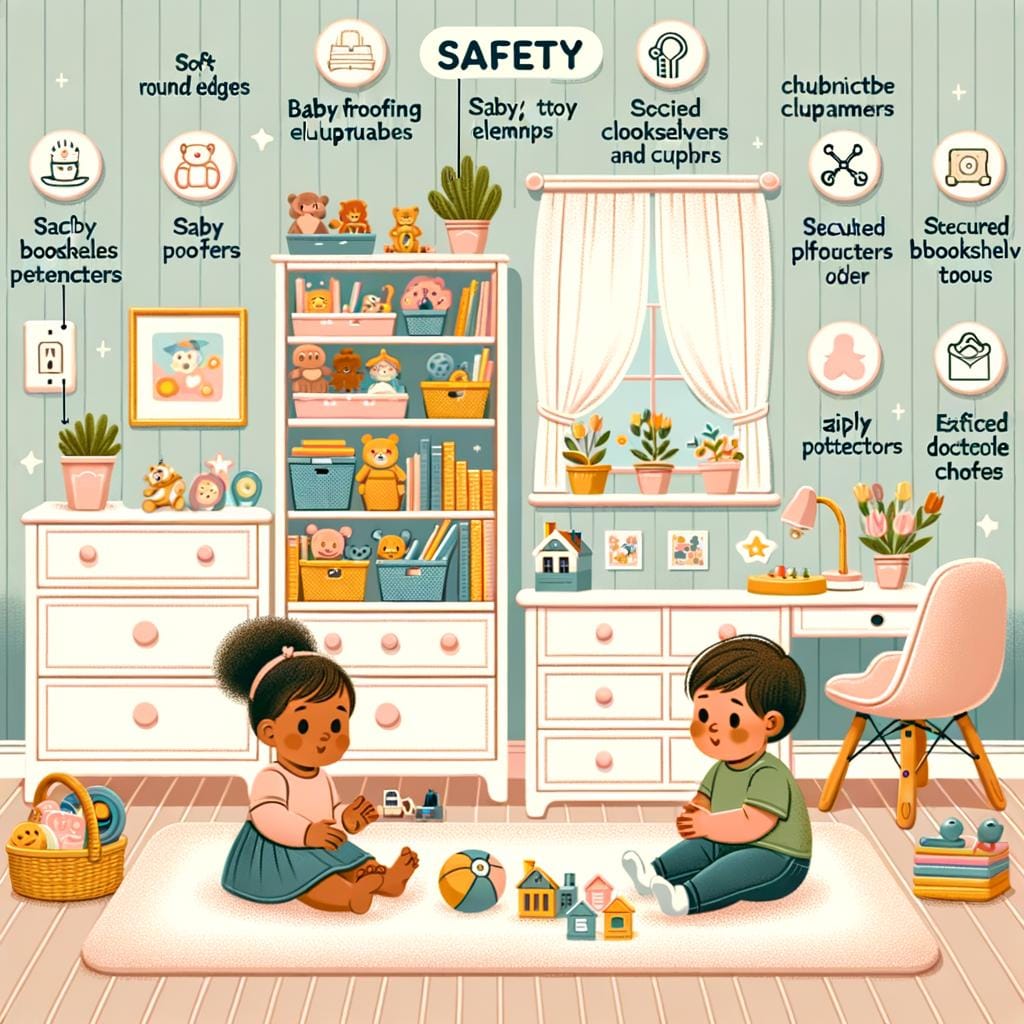 Safety in Kids' Room Organization Enhance safety in kids' room organization with secure anchors, rounded corners, and childproof locks