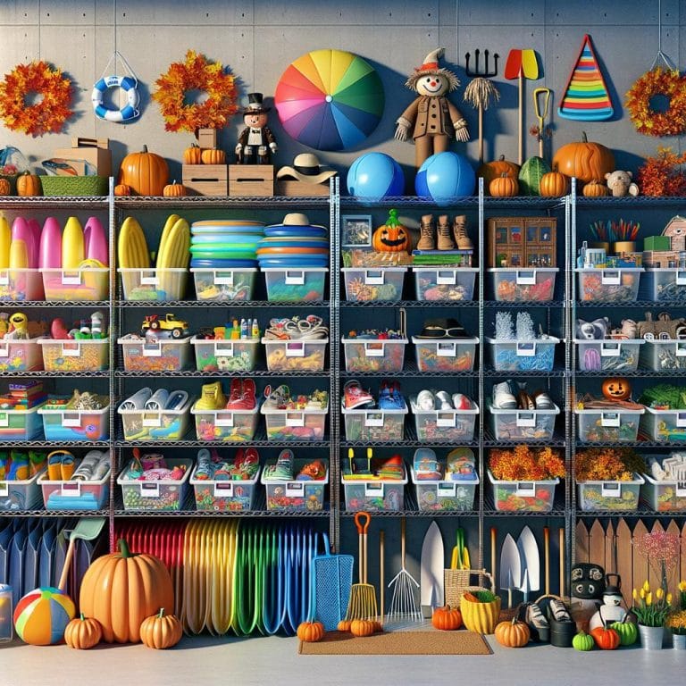 Seasonal Item Storage 17 use clear bins labeled SEASONAL ITEM STORAGE to easily locate items