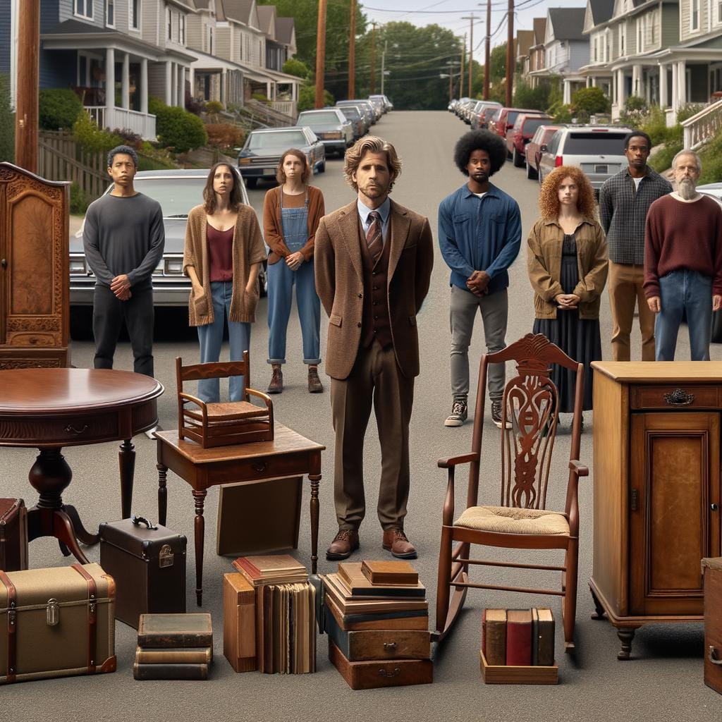 Selling Unwanted Furniture Woman selling unwanted furniture at garage sale. #Sellingunwantedfurniture