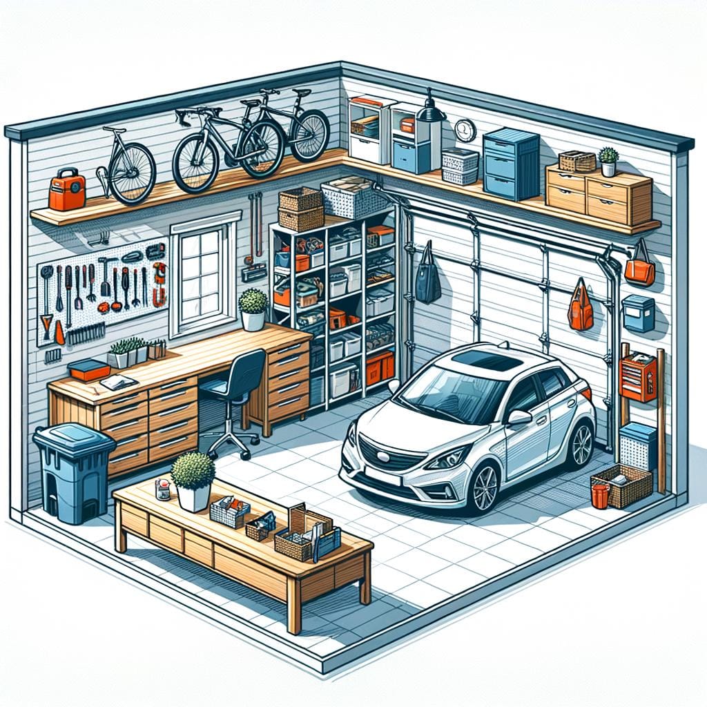 Space Maximization in Garages 1 Optimize storage with creative shelving solutions for space maximization in garages