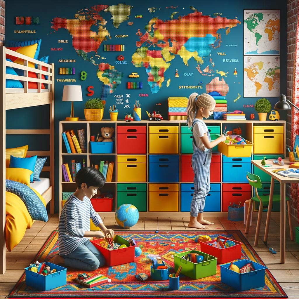 Simplify with labeled bins, shelves, and hooks for easy access